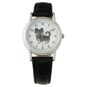 Black And Tan Long Coat Chihuahua Cute Cartoon Dog Watch