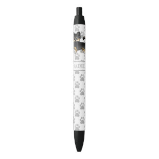 Black And Tan Long Coat Chihuahua Cute Dog &amp; Name Black Ink Pen