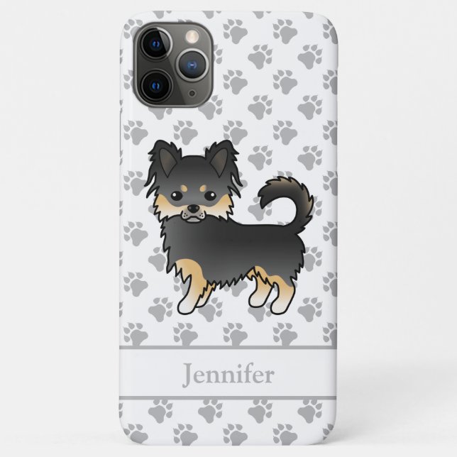 Black And Tan Long Coat Chihuahua Cute Dog & Name Case-Mate iPhone Case (Back)