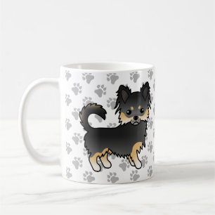 Black And Tan Long Coat Chihuahua Cute Dog & Paws Coffee Mug