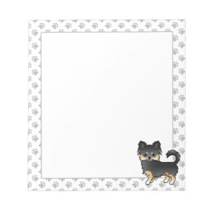 Black And Tan Long Coat Chihuahua Cute Dog & Paws Notepad