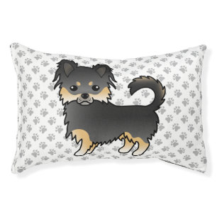 Black And Tan Long Coat Chihuahua Cute Dog & Paws Pet Bed