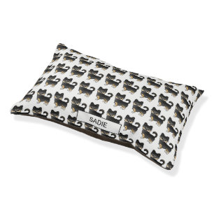 Black And Tan Long Coat Chihuahua Pattern & Name Pet Bed