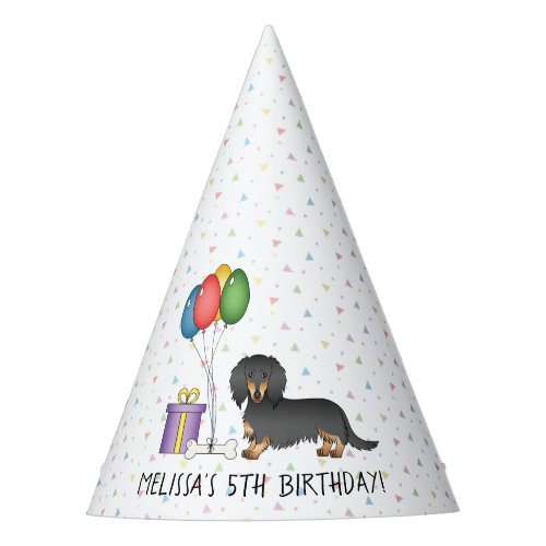 Black And Tan Long Hair Dachshund Dog _ Birthday Party Hat