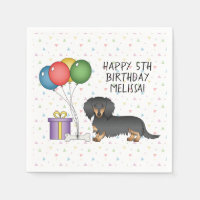 Black And Tan Long Hair Dachshund Happy Birthday