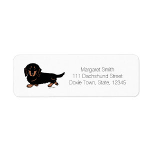 Black and Tan Long Haired Dachshund 1 Label