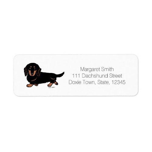 Black and Tan Long Haired Dachshund 1 Label