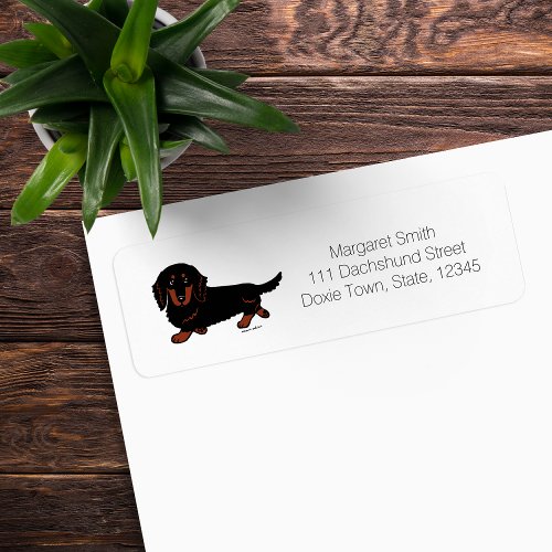 Black and Tan Long Haired Dachshund 1 Label