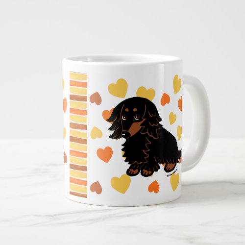 Black and Tan Long Haired Dachshund 3 Giant Coffee Mug