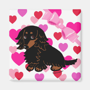 Black and Tan Long Haired Dachshund 3 Magnet