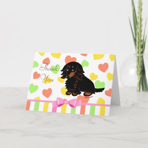 Black and Tan Long Haired Dachshund 3 Thank You Card