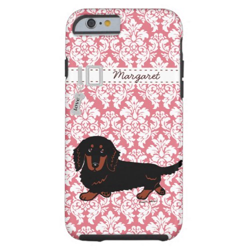 Black and Tan Long Haired Dachshund Walking Tough iPhone 6 Case