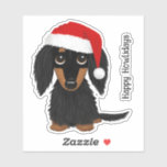 Black and Tan Longhaired Dachshund Santa Christmas Sticker<br><div class="desc">Spread cheer this holiday season with this adorable longhaired Dachshund Christmas decal! This vinyl sticker features an illustration of an adorable black and tan wiener dog wearing a festive Santa hat. This high quality die-cut vinyl sticker is easy to apply. Stick it on your phone case, laptop, car window, water...</div>