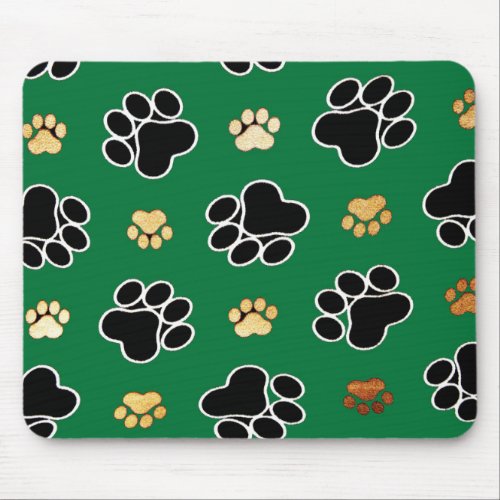 Black and tan luxury canine dog paw print mouse pad