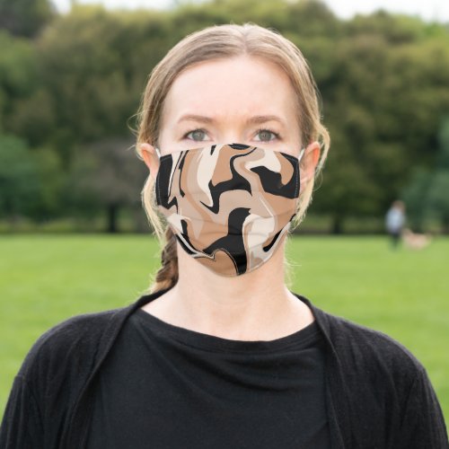 Black and Tan Marble Cloth Face Mask Filter Slot