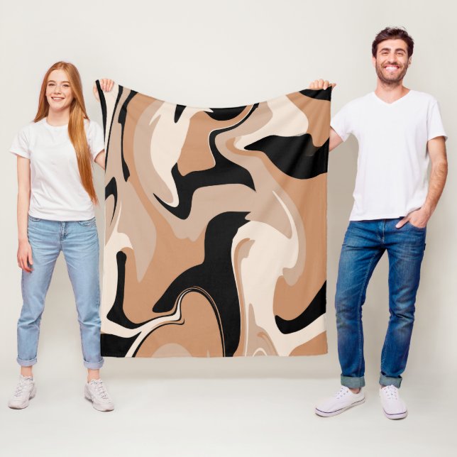 Black and Tan Marble Pattern Fleece Blanket (In Situ)
