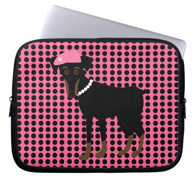 Black and Tan Min Pin Laptop Sleeve (Front)