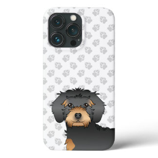 Black And Tan Mini Goldendoodle Cartoon Dog Head iPhone 13 Pro Case