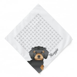 Black And Tan Mini Goldendoodle Cartoon Dog & Name Bandana