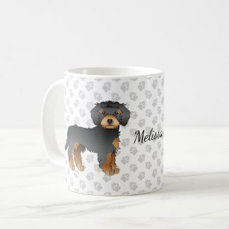 Black And Tan Mini Goldendoodle Cartoon Dog &amp; Name Coffee Mug