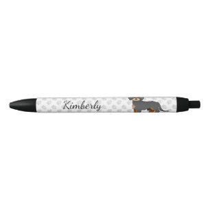 Black And Tan Mini Goldendoodle Cartoon Dog & Name Pen
