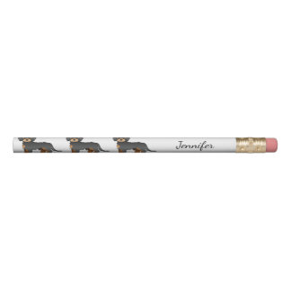 Black And Tan Mini Goldendoodle Cartoon Dog &amp; Name Pencil