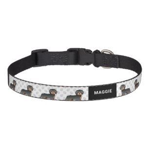 Black And Tan Mini Goldendoodle Cartoon Dog & Name Pet Collar
