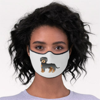 Black And Tan Mini Goldendoodle Cartoon Dog Premium Face Mask