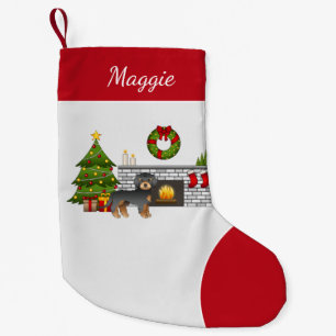 Black And Tan Mini Goldendoodle - Christmas Room Small Christmas Stocking