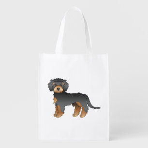 Black And Tan Mini Goldendoodle Cute Cartoon Dog Grocery Bag