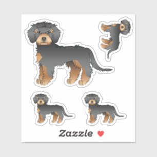 Black And Tan Mini Goldendoodle Cute Cartoon Dog Sticker