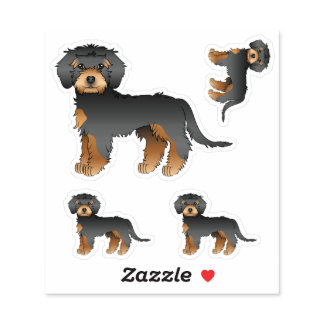Black And Tan Mini Goldendoodle Cute Cartoon Dog Sticker