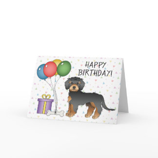 Black And Tan Mini Goldendoodle Happy Birthday Card