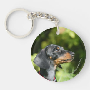 Black and Tan Miniture Dachshund 3 Keychain