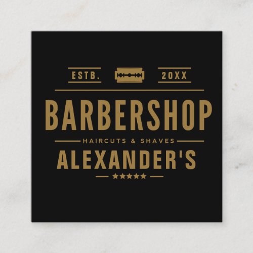 Black and Tan Modern  Barbershop Square Square Business Card