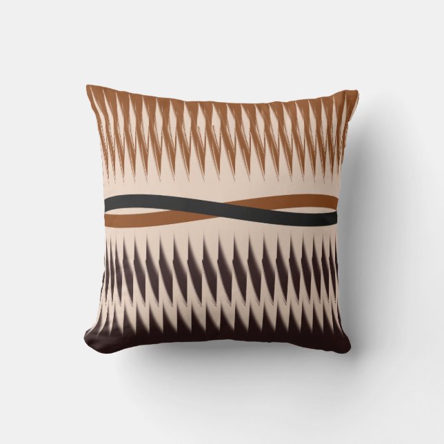 Black and Tan Modern Print Outdoor Pillow (Front)