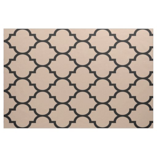 Black And Tan Modern Quatrefoil Geometric Patter Fabric