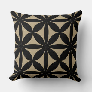 Black and Tan Modern / Retro Print  Throw Pillow