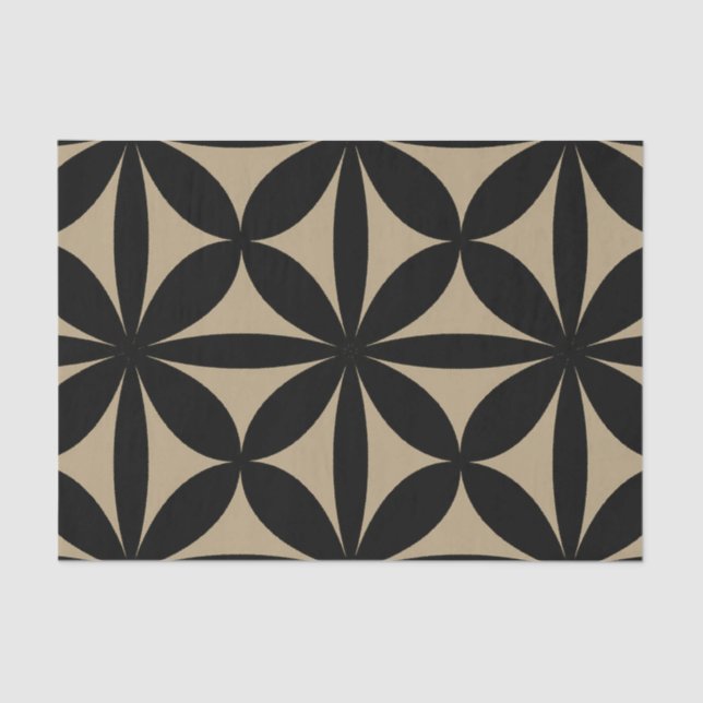 Black and Tan Modern / Retro Print  Tissue Paper (Front)