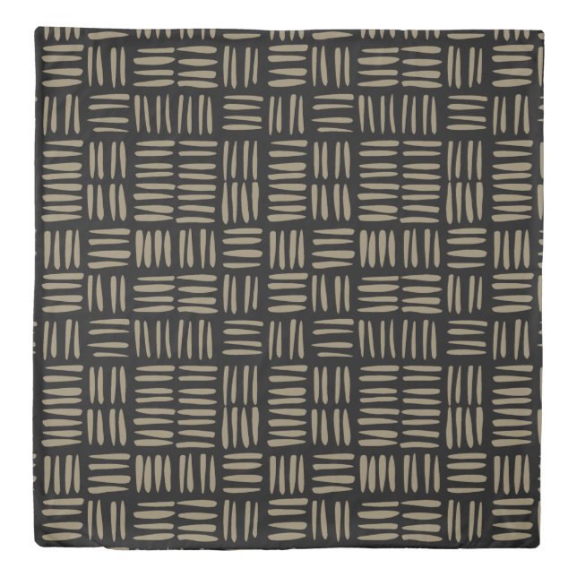 Black and Tan Modern Tribal Inspired  Duvet Cover (Front)