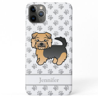 Black And Tan Norfolk Terrier Cartoon Dog &amp; Name iPhone 11 Pro Max Case