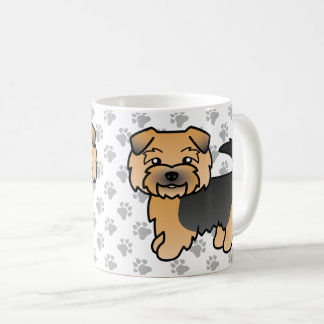 Black And Tan Norfolk Terrier Cartoon Dog &amp; Paws Coffee Mug