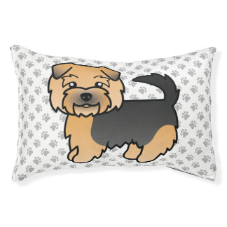 Black And Tan Norfolk Terrier Cartoon Dog &amp; Paws Pet Bed