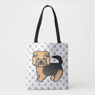 Black And Tan Norfolk Terrier Cartoon Dog &amp; Paws Tote Bag