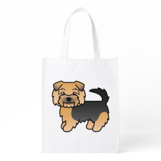 Black And Tan Norfolk Terrier Cute Cartoon Dog Grocery Bag