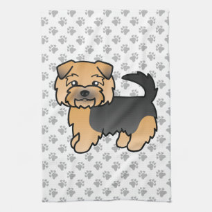 Black And Tan Norfolk Terrier Cute Cartoon Dog Kitchen Towel