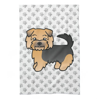 Black And Tan Norfolk Terrier Cute Cartoon Dog Kitchen Towel