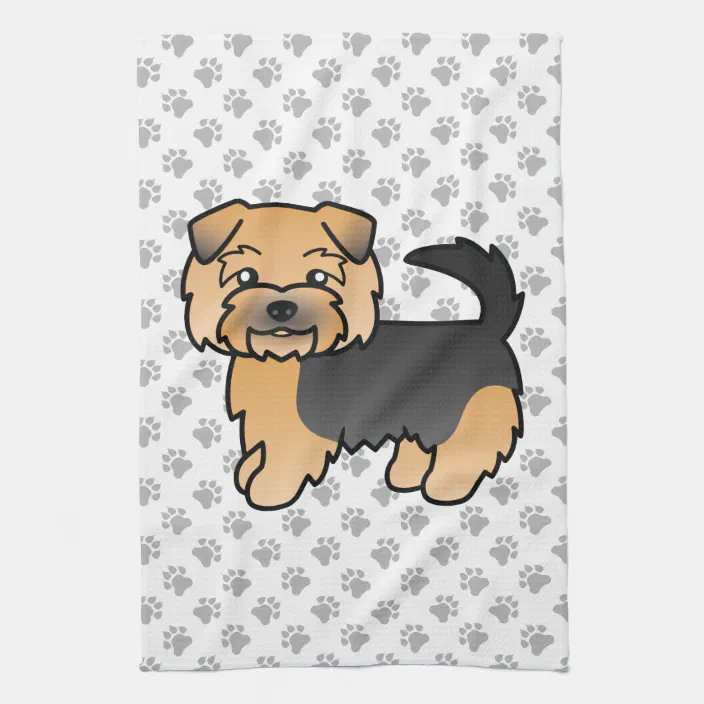 Black And Tan Norfolk Terrier Cute Cartoon Dog Kitchen Towel Zazzle Com