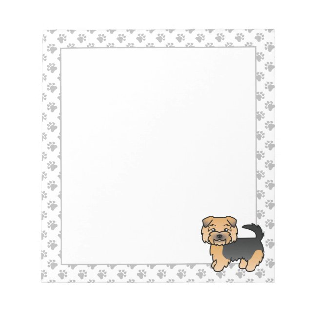 Black And Tan Norfolk Terrier Cute Cartoon Dog Notepad (Front)