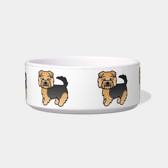 Black And Tan Norfolk Terrier Cute Cartoon Dogs Bowl (Front)